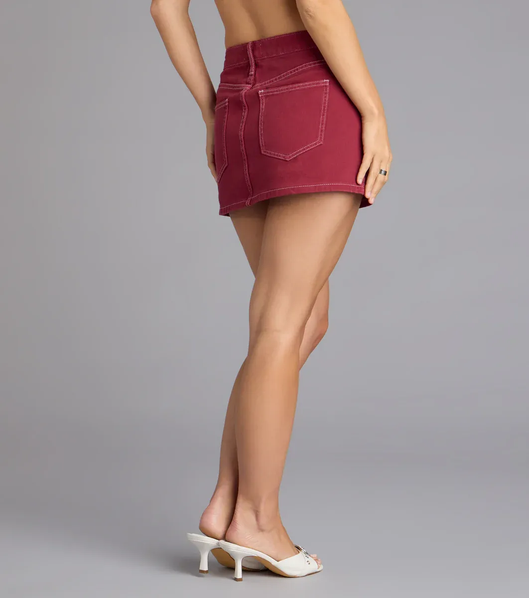Crimson Denim Romance Skort