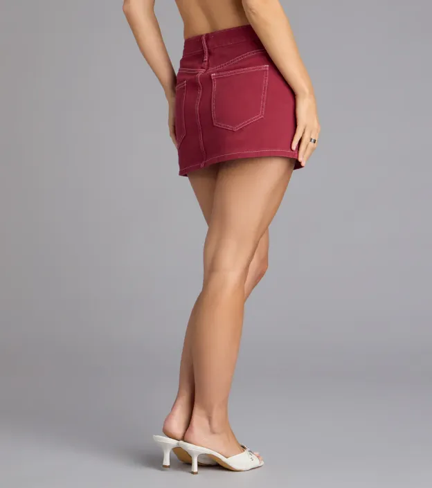 Crimson Denim Romance Skort