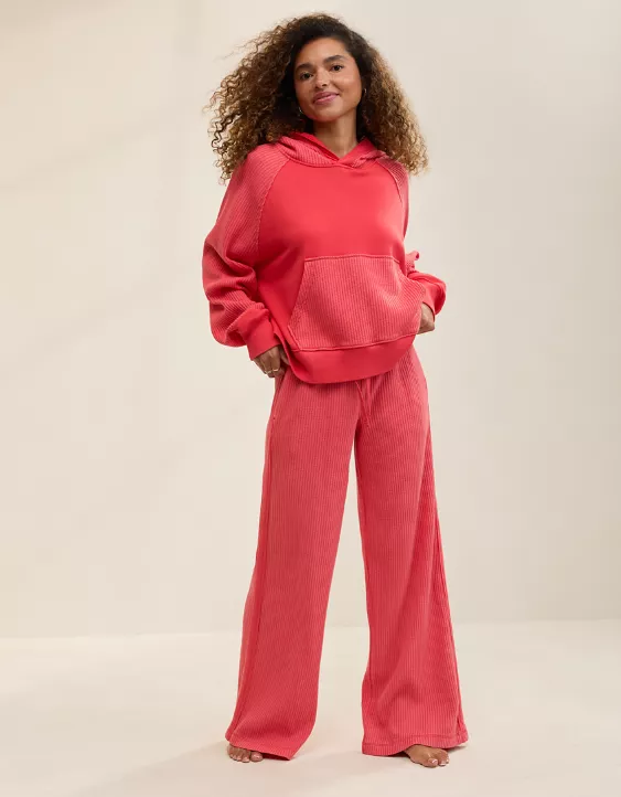 Waffle Bliss Relax Trouser - Red