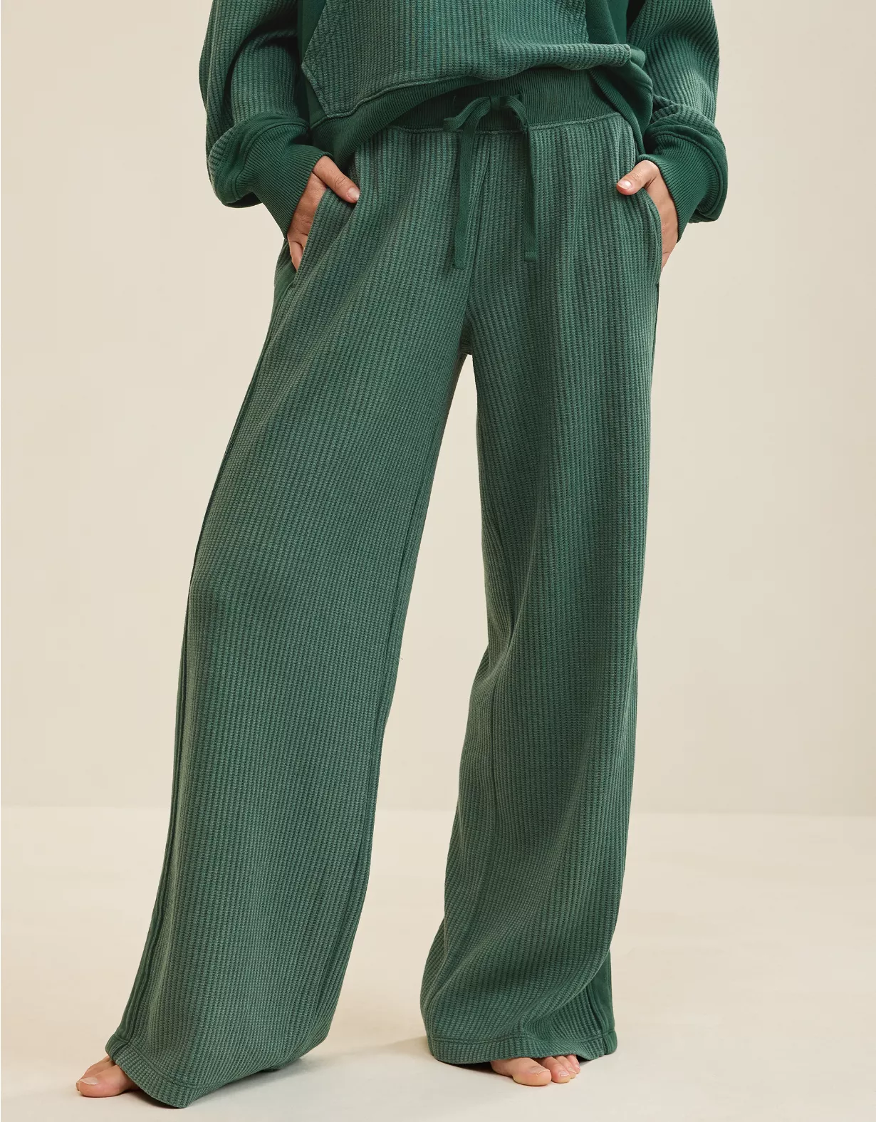 Waffle Bliss Relax Trouser - Green
