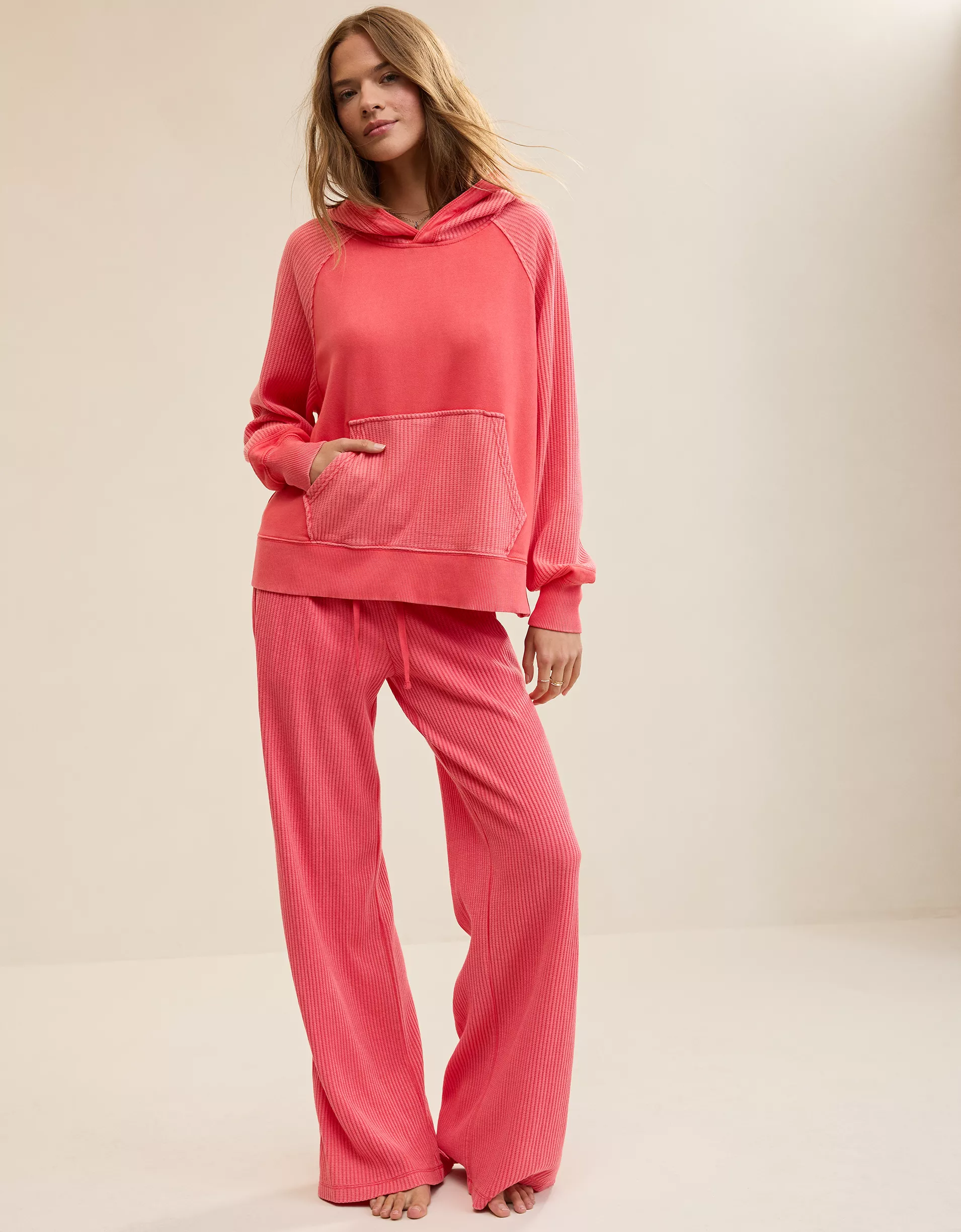 Waffle Bliss Relax Hoodie - Red