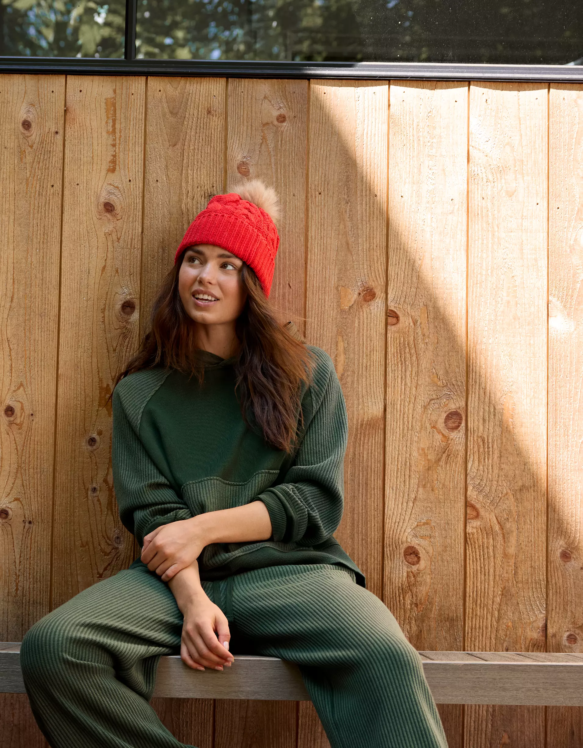 Waffle Bliss Relax Hoodie - Green