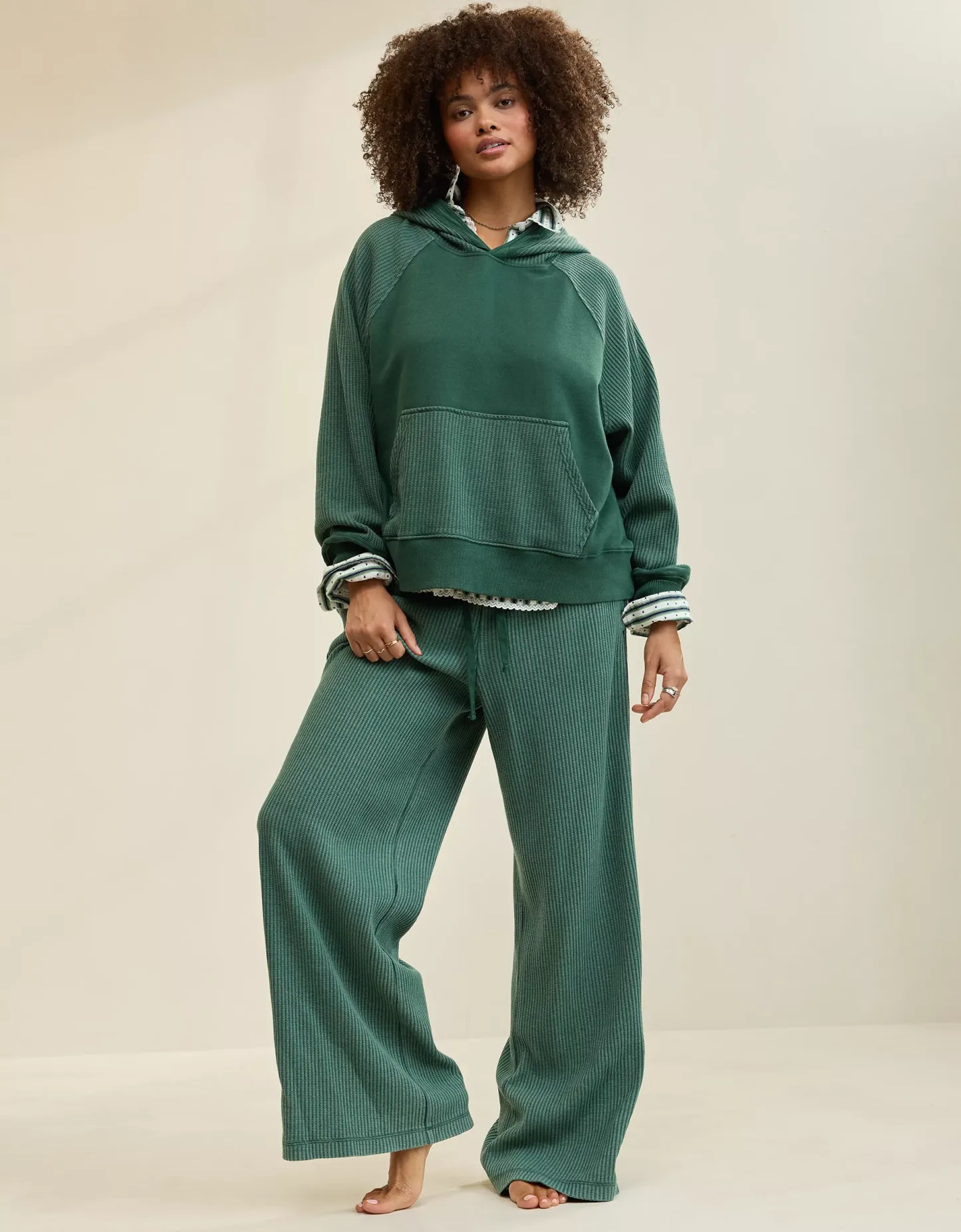 Waffle Bliss Relax Hoodie - Green