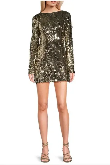 Golden Starlit Reverie Sequin Mini Dress