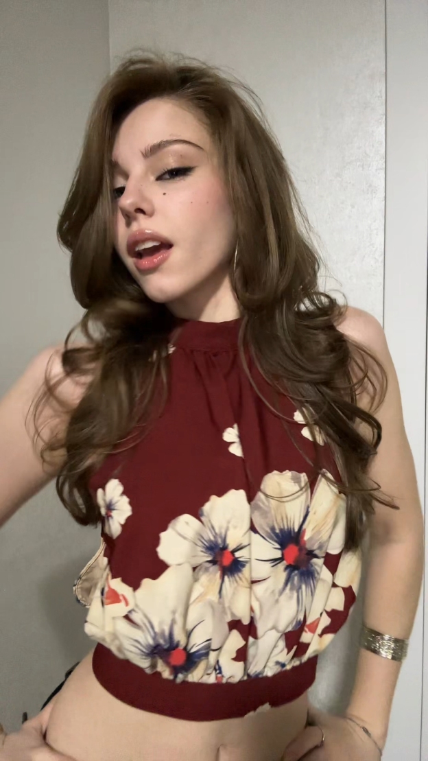 Crimson Flora Cinched Crop Top