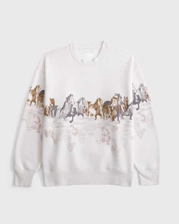 Horses Graphic Oversized Sunday Crew - Western Fashion