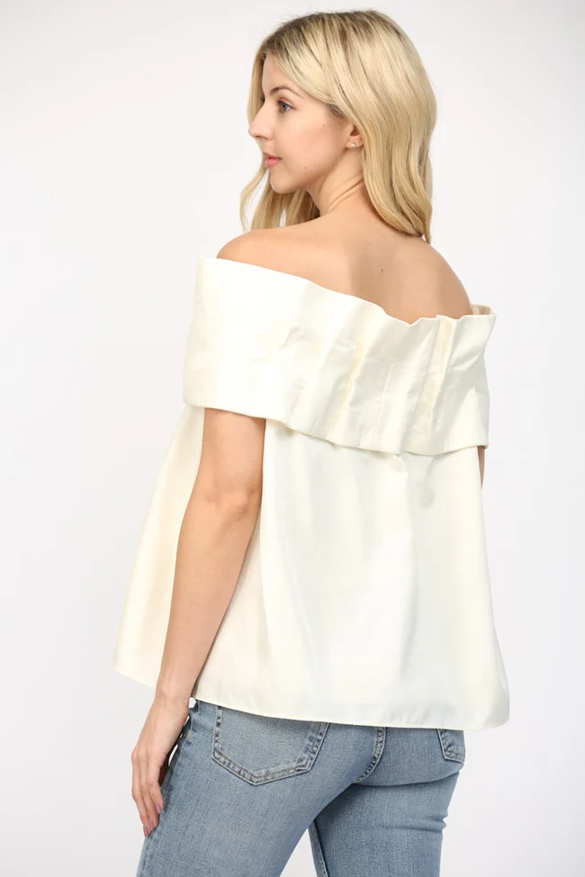 Ivory Sweetheart Bow Off-Shoulder Top