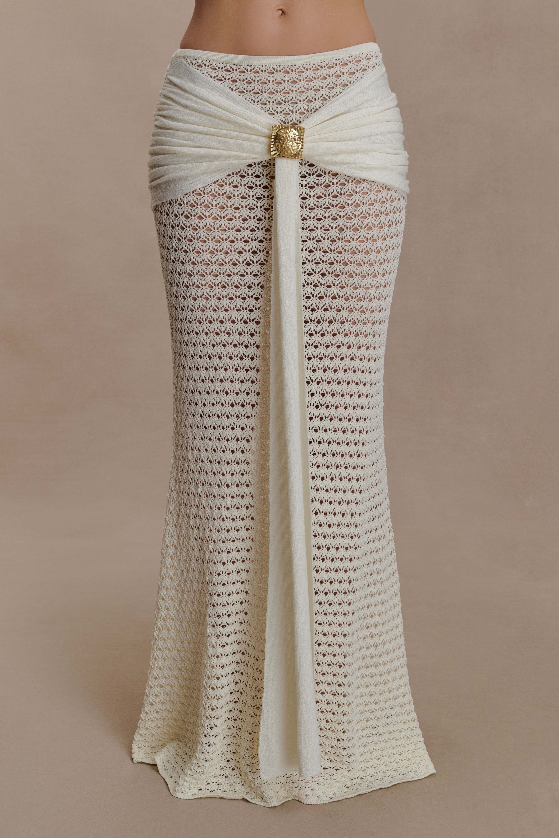 Ivory Mesh Whisper Maxi Skirt