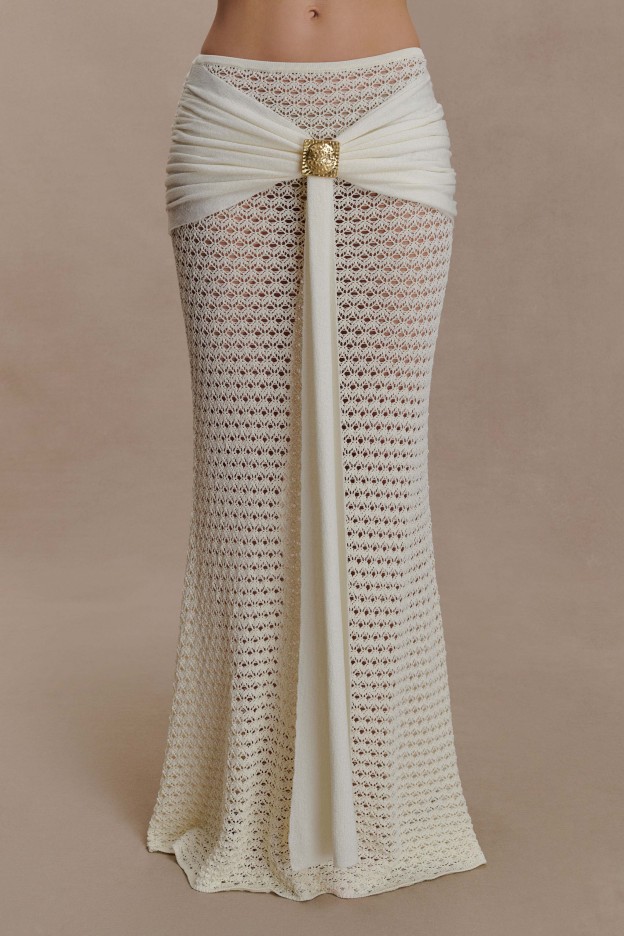 Ivory Mesh Whisper Maxi Skirt