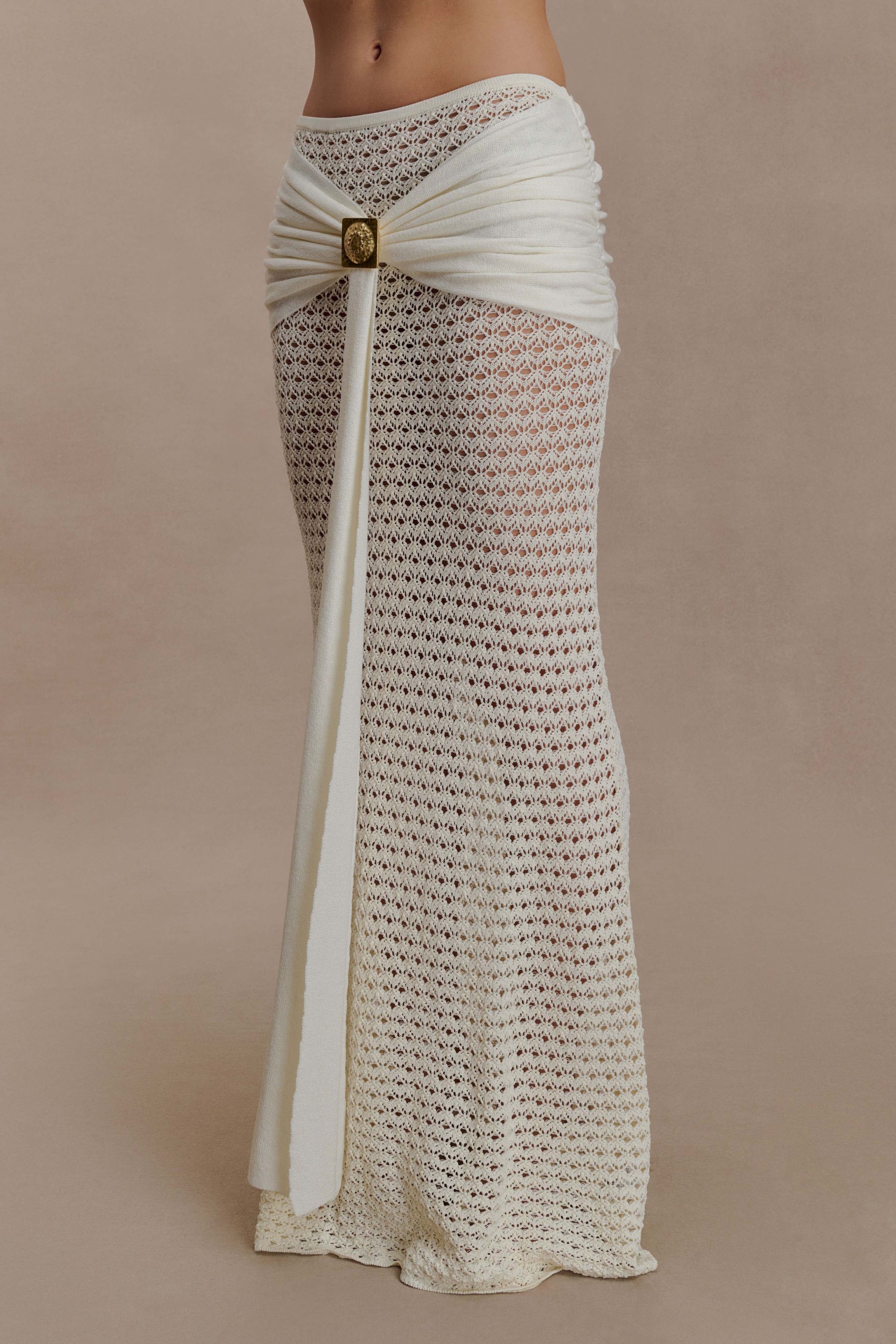 Ivory Mesh Whisper Maxi Skirt