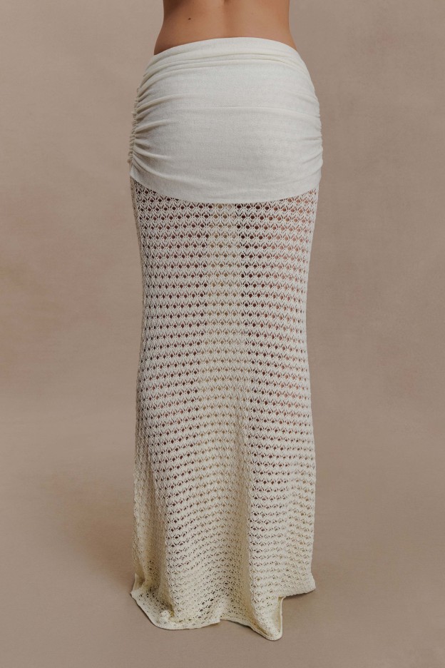 Ivory Mesh Whisper Maxi Skirt