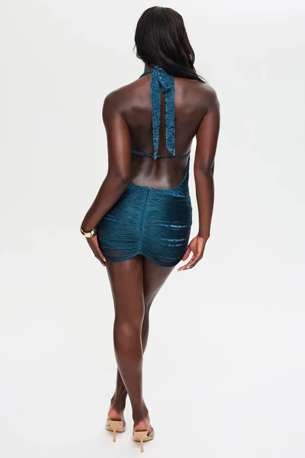 Forest Siren Halter Mini Dress