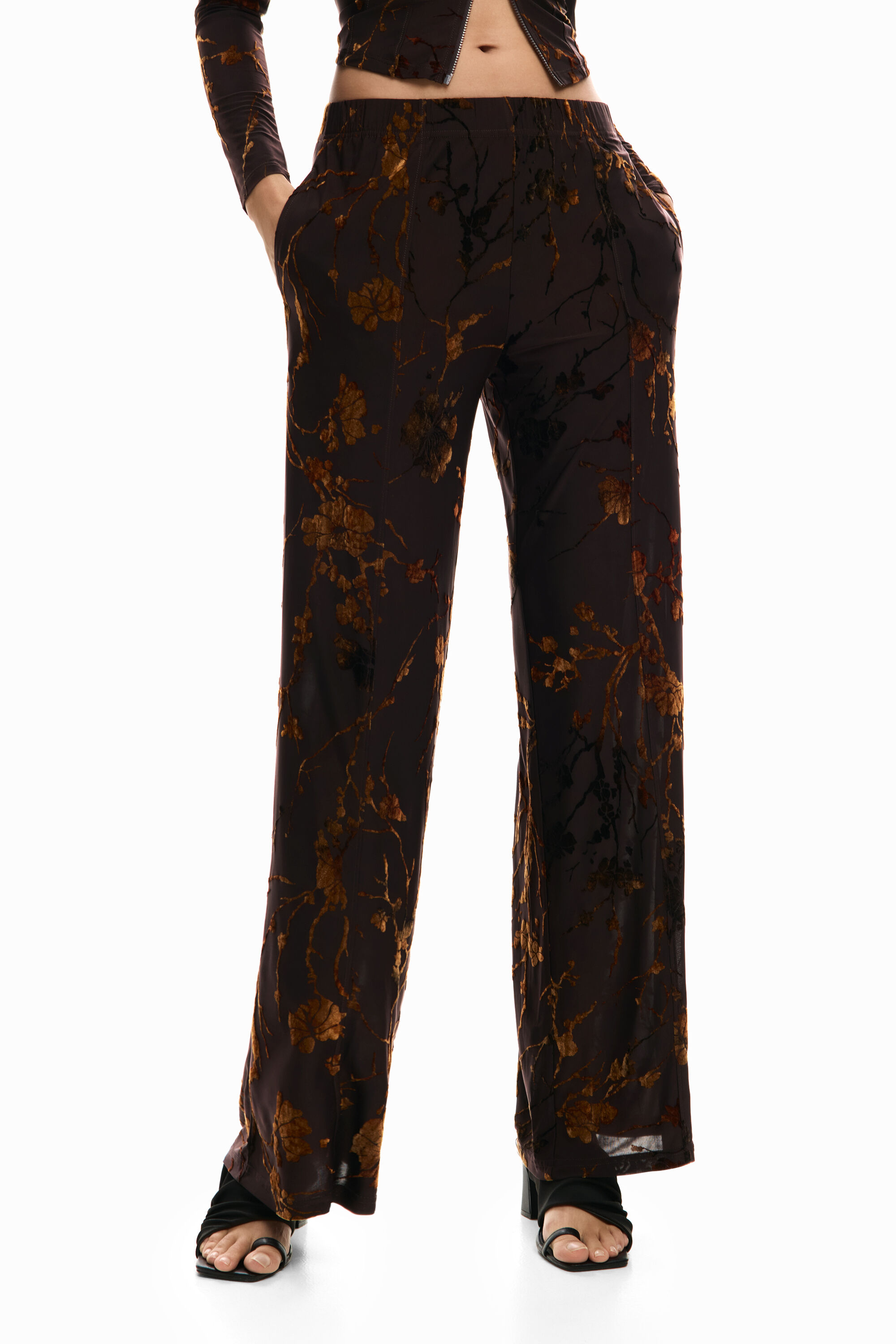 Cocoa Bloom Wide-Leg Trousers