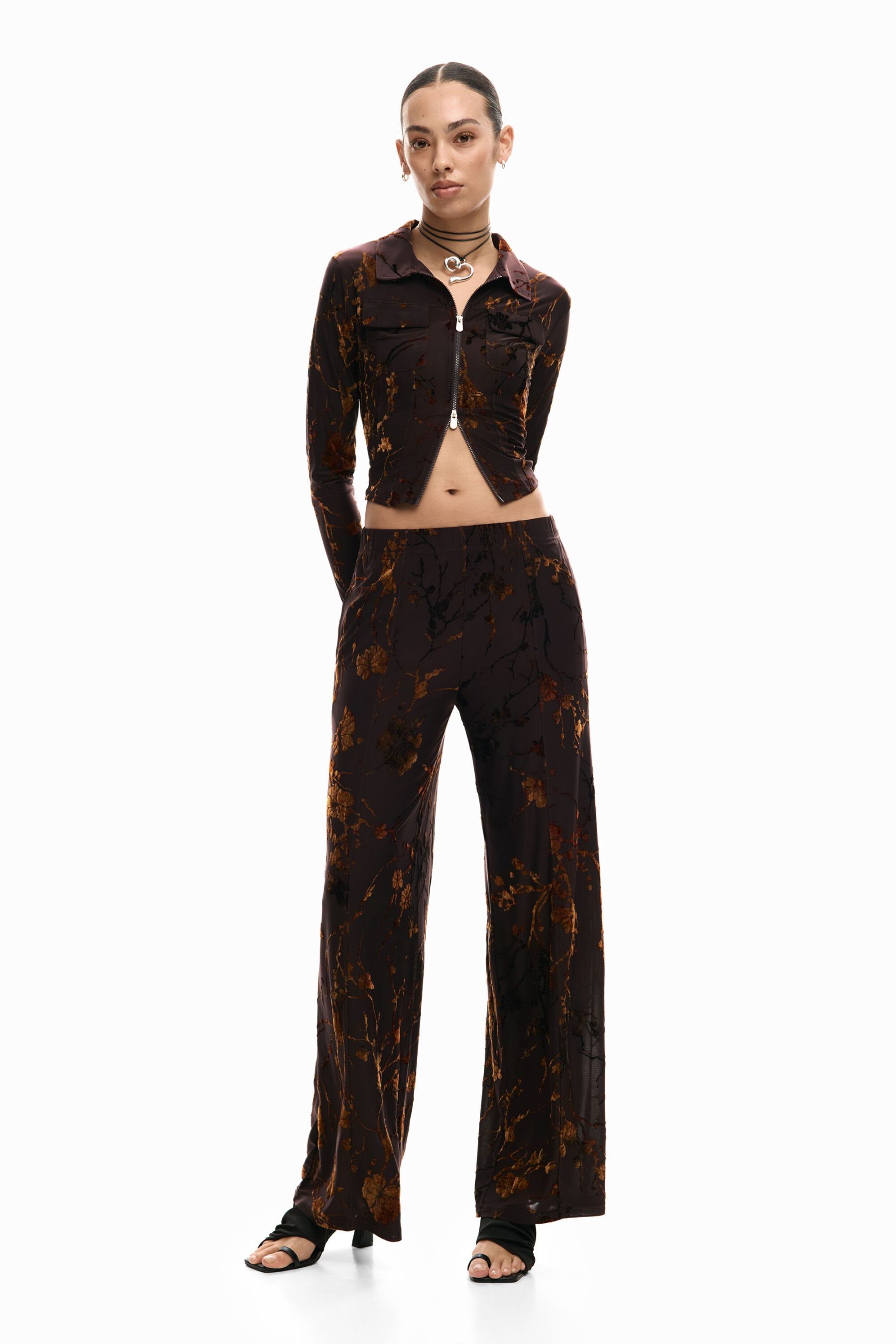 Cocoa Bloom Wide-Leg Trousers