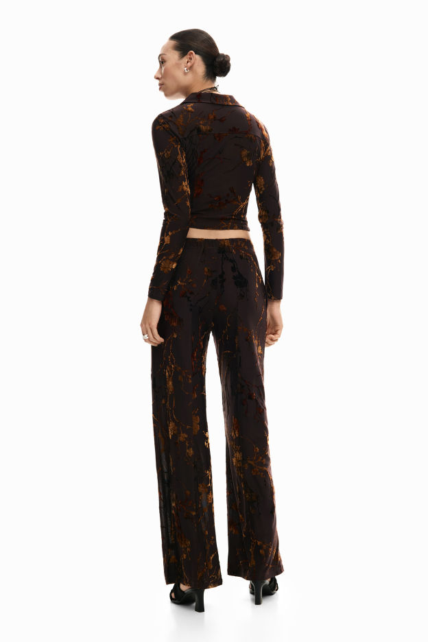 Cocoa Bloom Wide-Leg Trousers