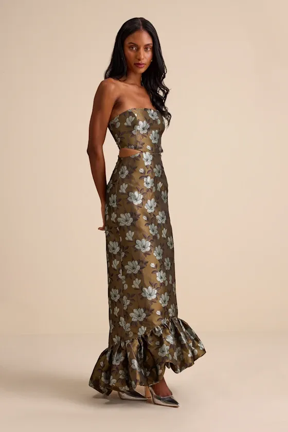 Olive Bloom Reverie Gown