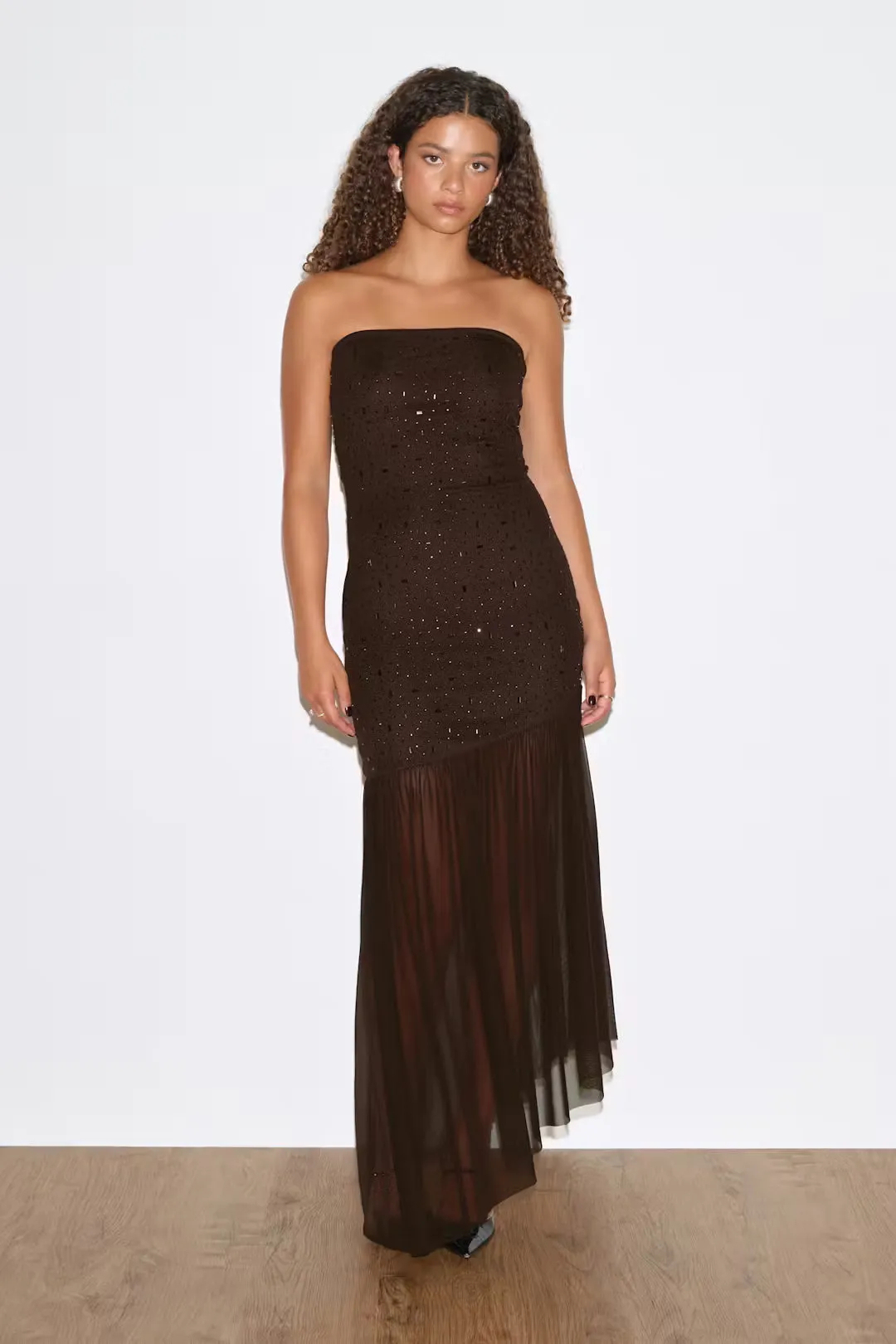 Amber Veil Strapless Gown