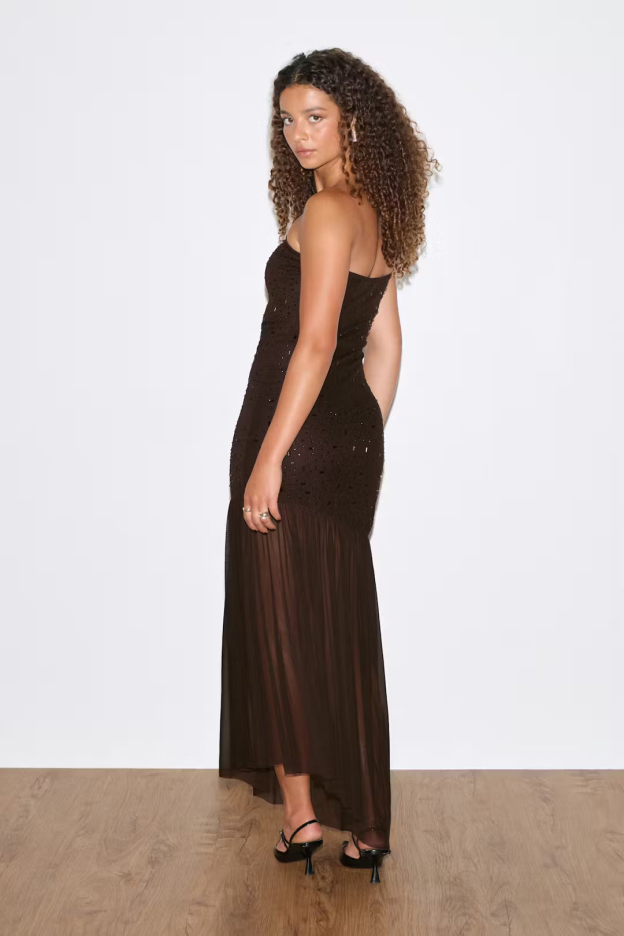 Amber Veil Strapless Gown