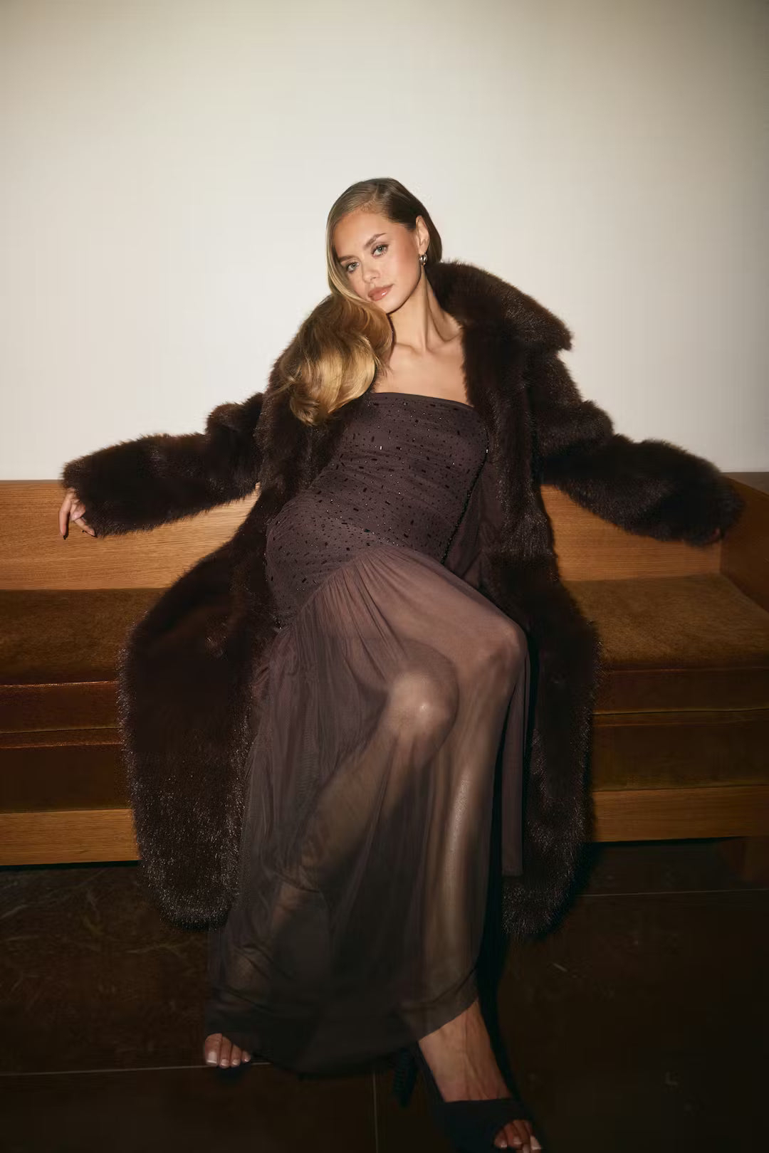 Amber Veil Strapless Gown