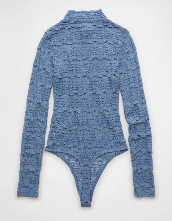Mock Neck Lace Bodysuit