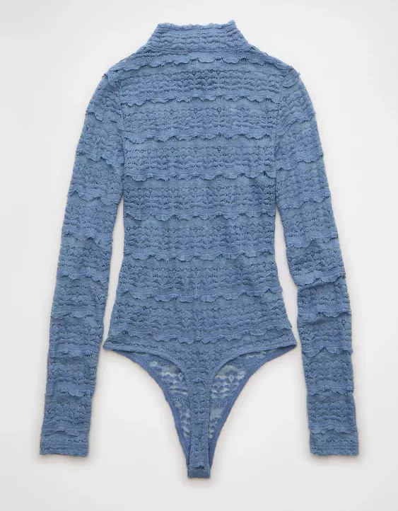Mock Neck Lace Bodysuit