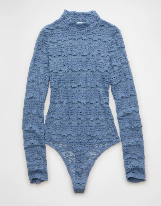 Mock Neck Lace Bodysuit