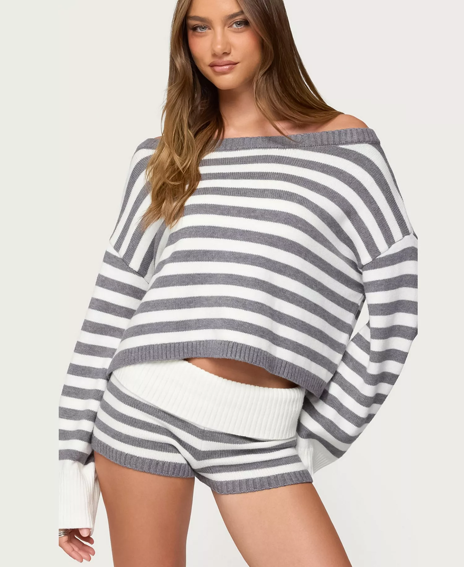 Frosted Whisper Off-Shoulder Sweater
