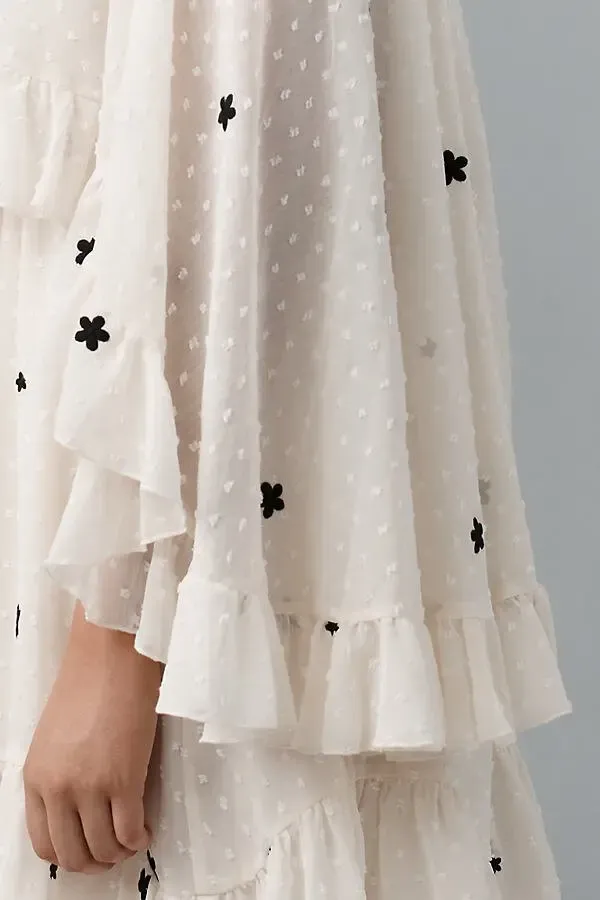 Floral Ruffle Cape Mini Dress