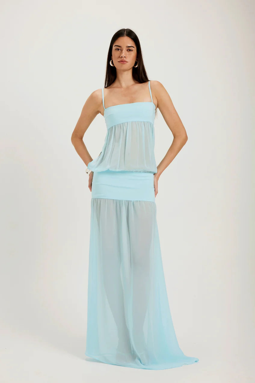 Sky Mirage Cut-Out Maxi Dress
