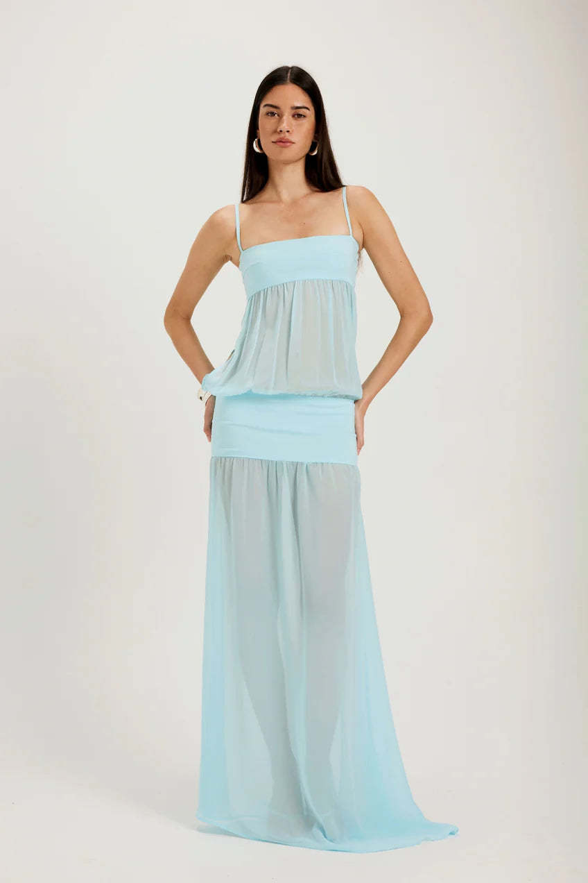 Sky Mirage Cut-Out Maxi Dress