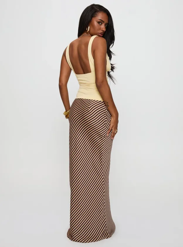 Mocha Drift Satin Maxi Skirt