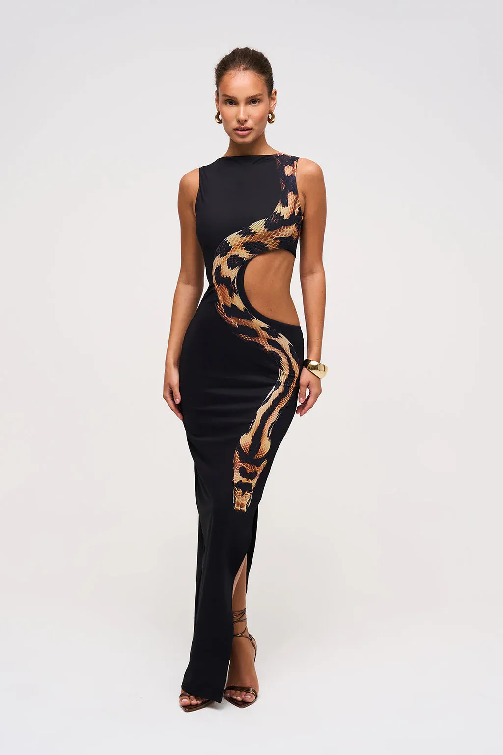 Serpent Noir Slit Maxi Dress