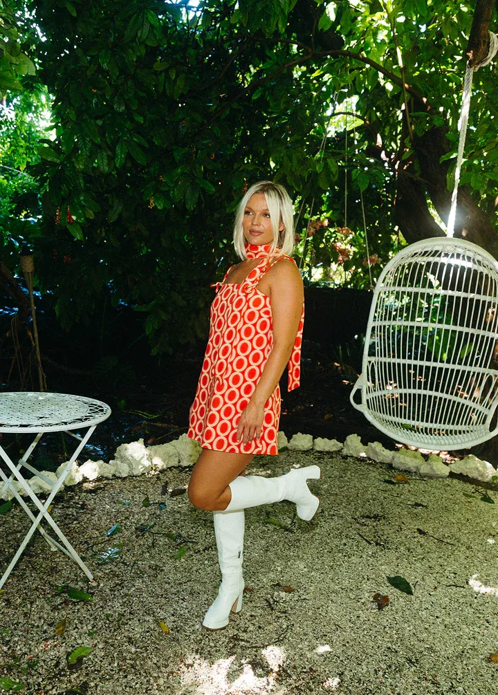 Scarlet Breeze Mini Dress With Scarf