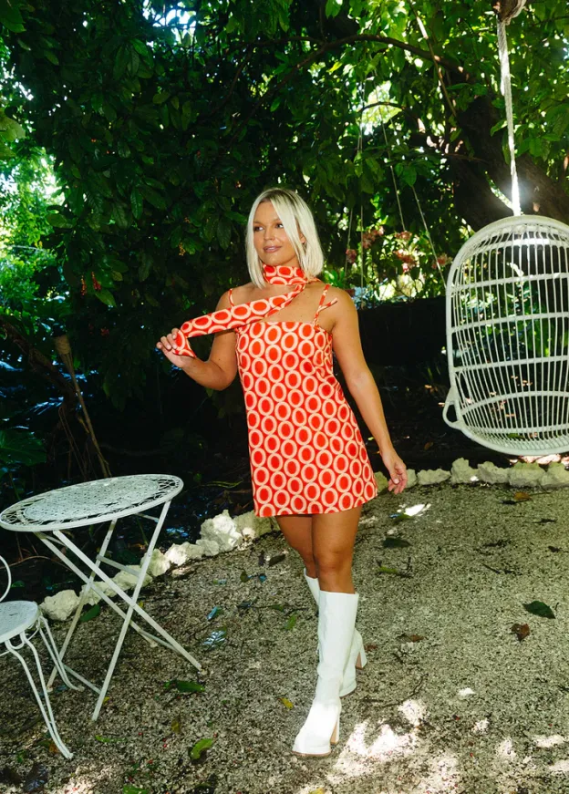 Scarlet Breeze Mini Dress With Scarf