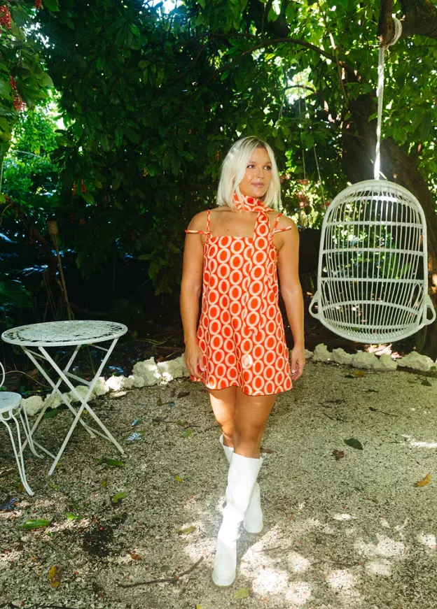 Scarlet Breeze Mini Dress With Scarf