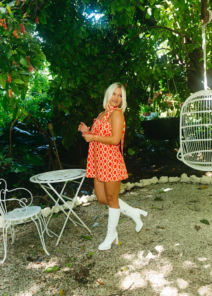 Scarlet Breeze Mini Dress With Scarf