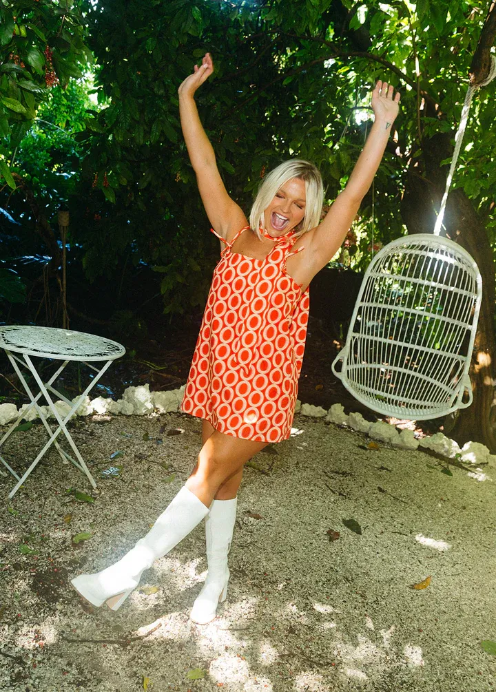 Scarlet Breeze Mini Dress With Scarf