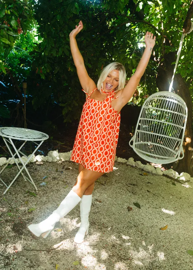 Scarlet Breeze Mini Dress With Scarf