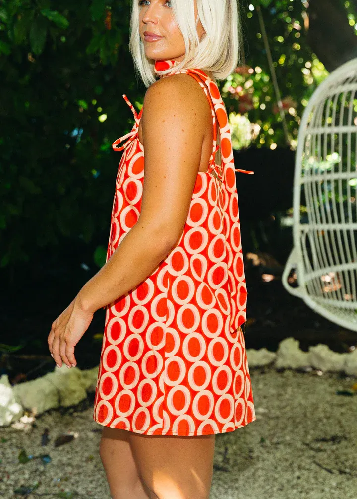 Scarlet Breeze Mini Dress With Scarf