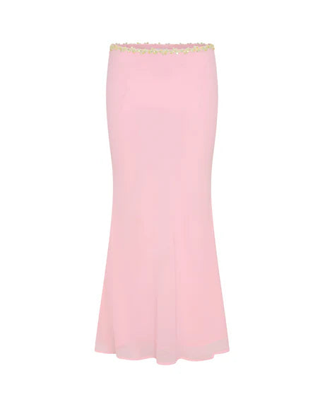 Pink Bloom Mermaid Maxi Skirt