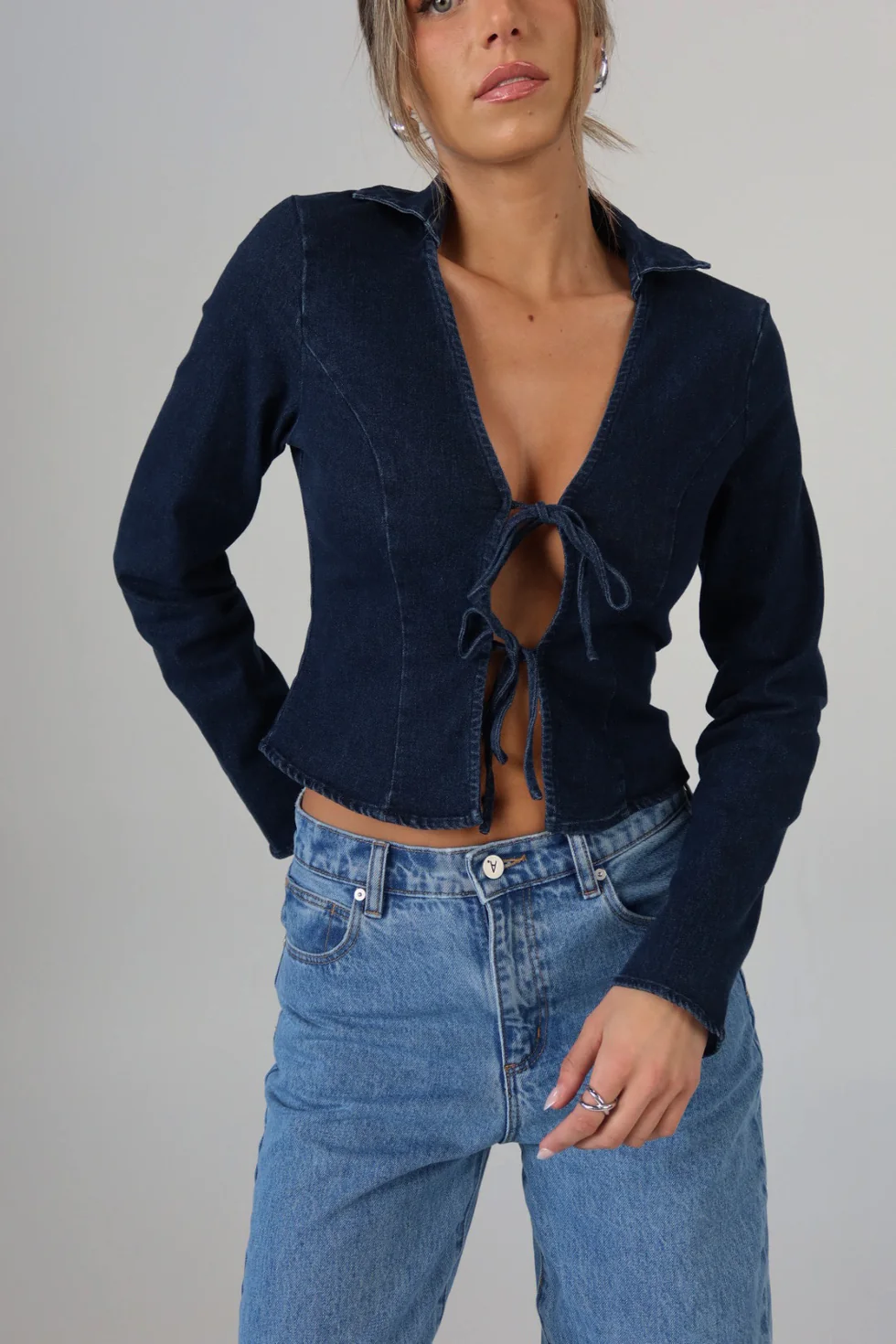 Denim Love Letter Tie Top