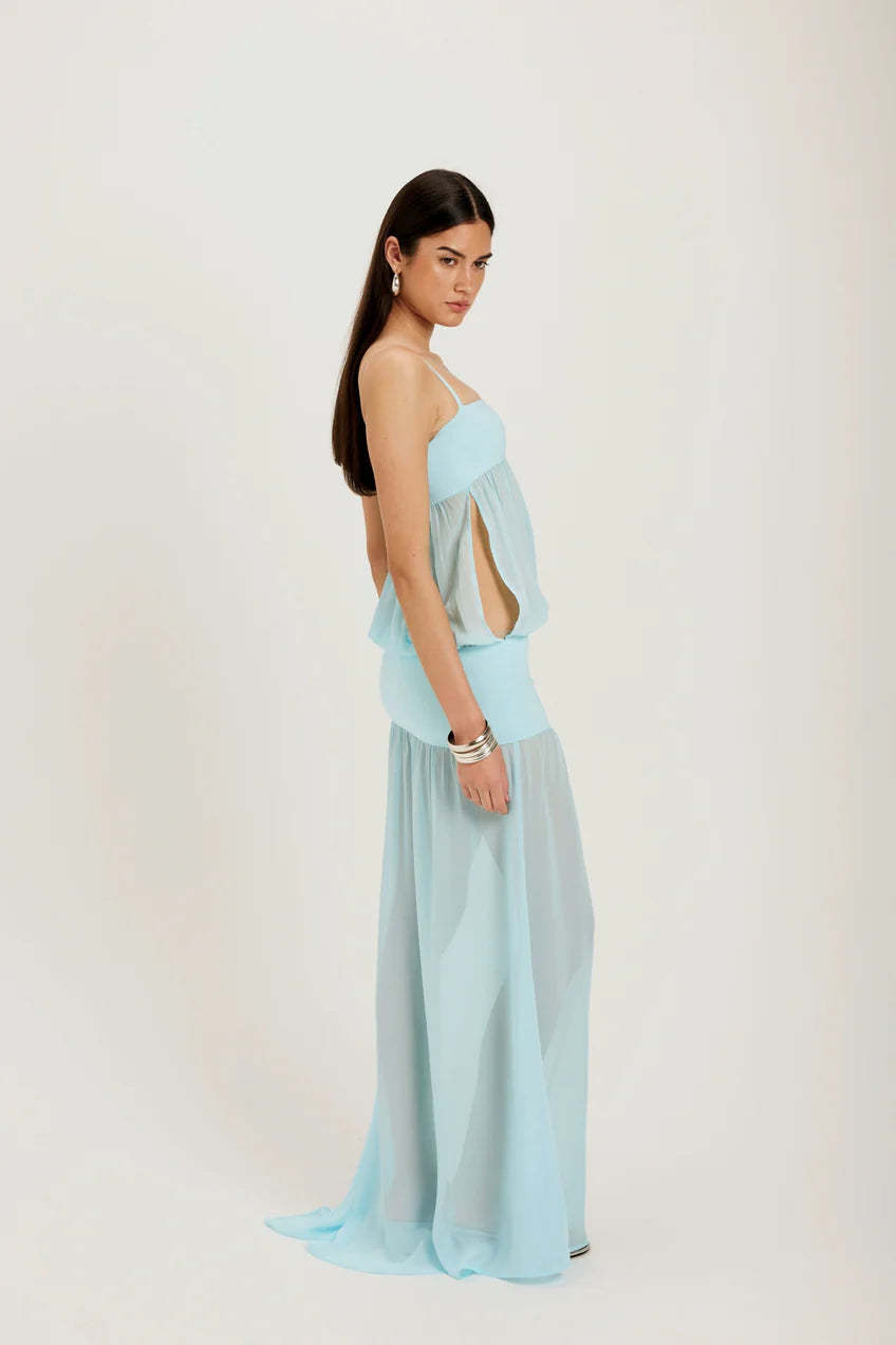 Sky Mirage Cut-Out Maxi Dress
