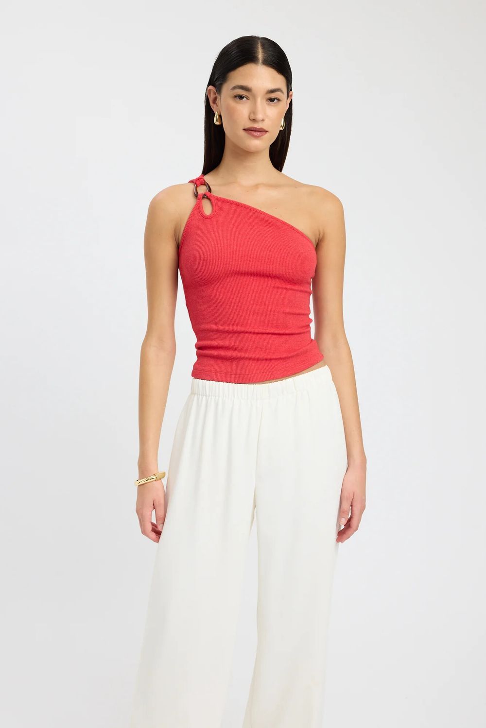 Scarlet Halo One-Shoulder Top