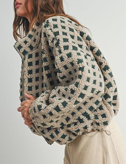 Sherpa Fleece Plaid Jacket