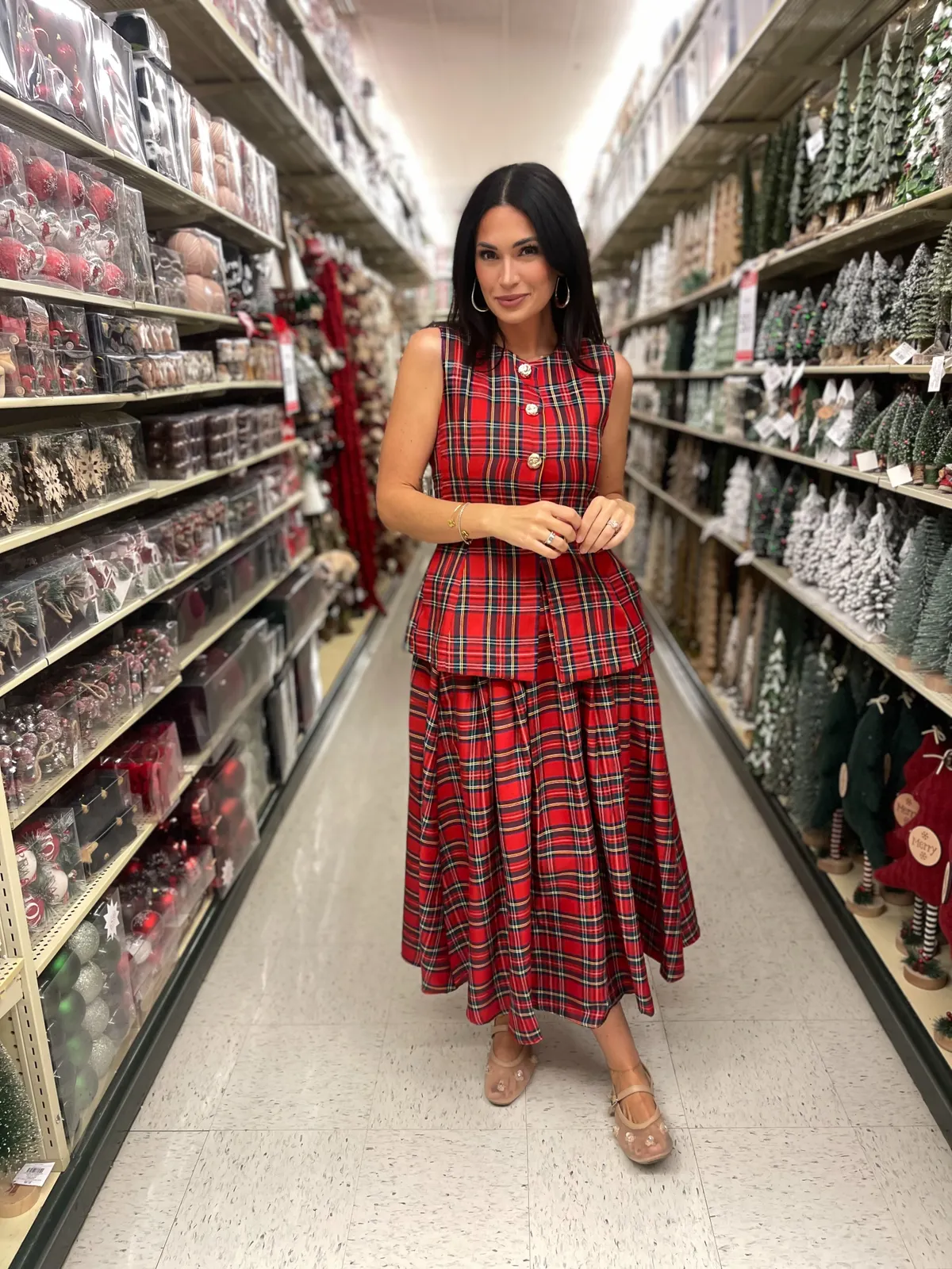 Christmas Plaid Midi Skirt – Classic Holiday Style