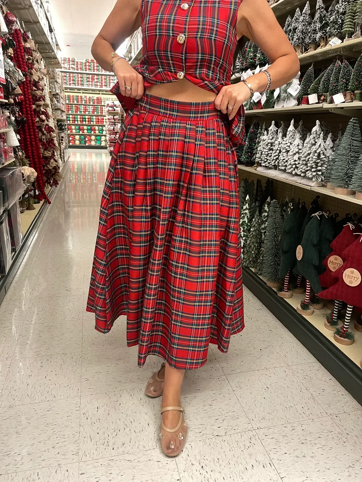 Christmas Plaid Midi Skirt – Classic Holiday Style