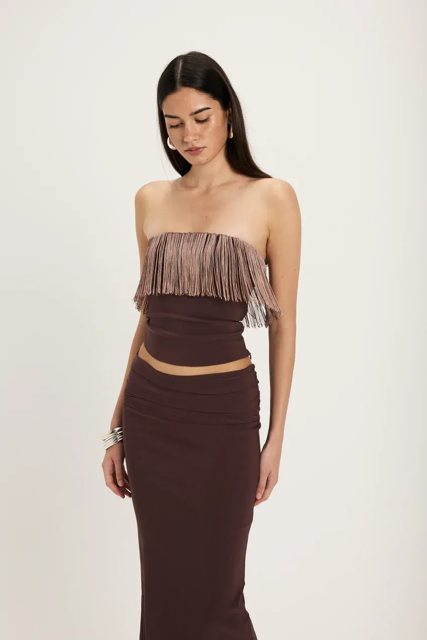 Violet Fringe Cinch Top