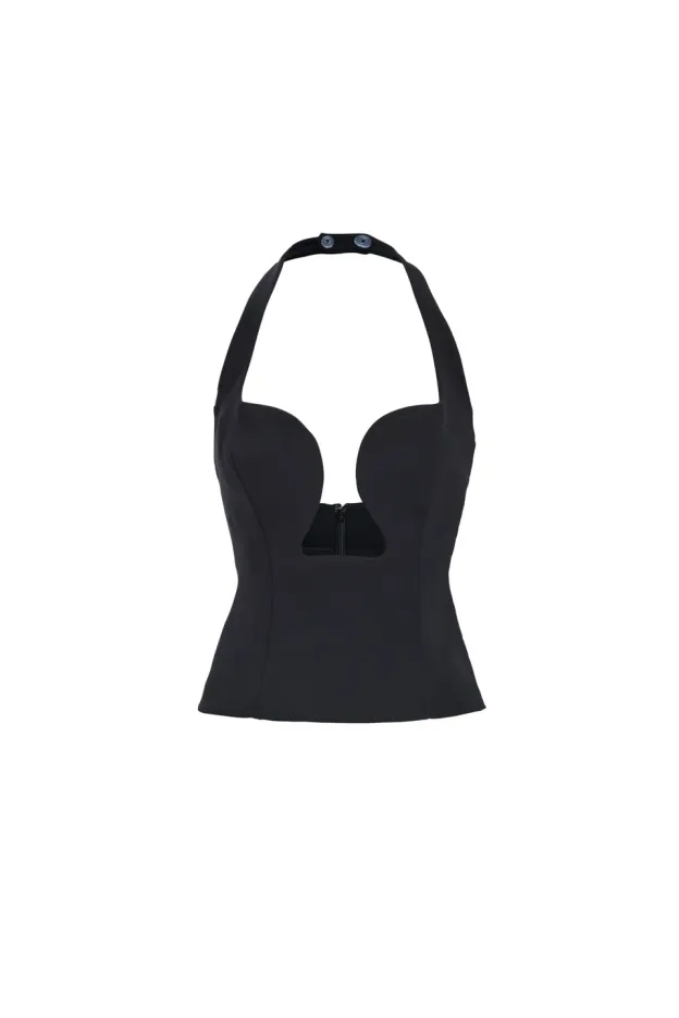 Noir Halo Cut-Out Halter Top