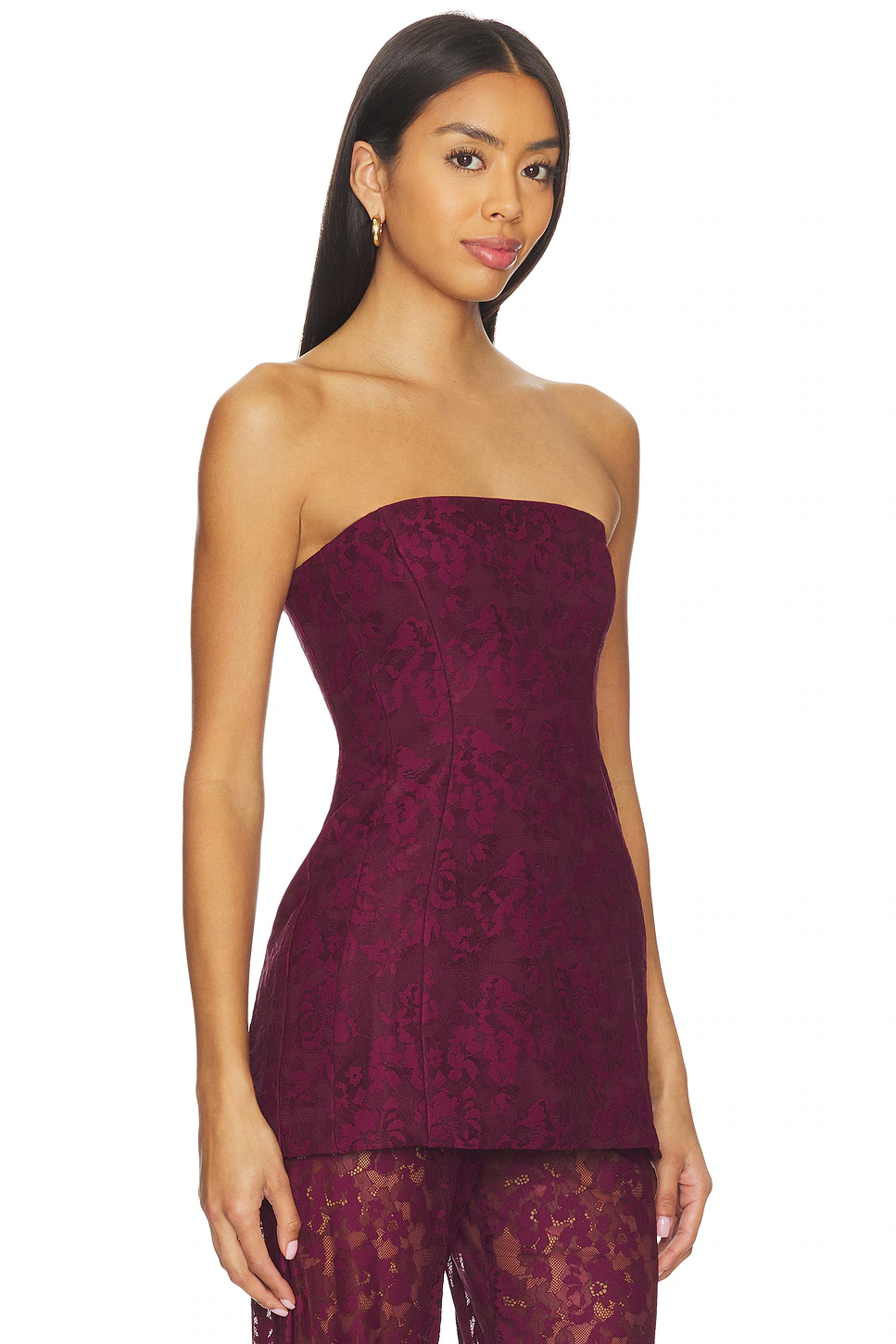 Crimson Elegance Lace Corset Top