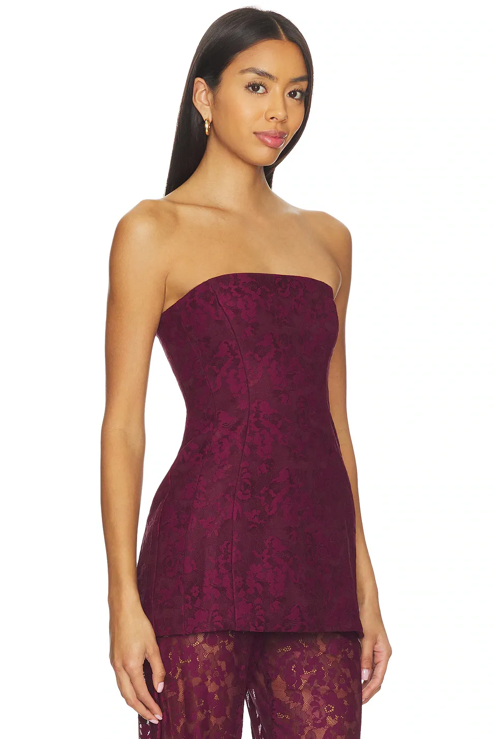Crimson Elegance Lace Corset Top